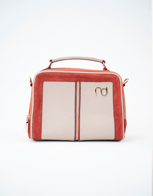 TEXTURED CONTRAST LEATHER CROSSBODY BAG